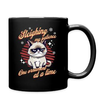 Wütende Katze Xmas Sarkastisch Lustige Katze Meme - Tasse einfarbig - Schwarz - Rechts