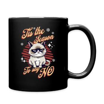 Wütende Katze Xmas Sarkastisch Lustige Katze Meme - Tasse einfarbig - Schwarz - Rechts