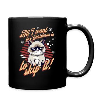 Wütende Katze Xmas Sarkastisch Lustige Katze Meme - Tasse einfarbig - Schwarz - Rechts
