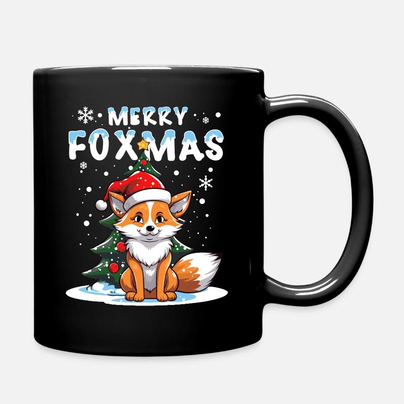 Niedlicher Fuchs feiert Weihnachten im Schnee - Tasse einfarbig - Schwarz