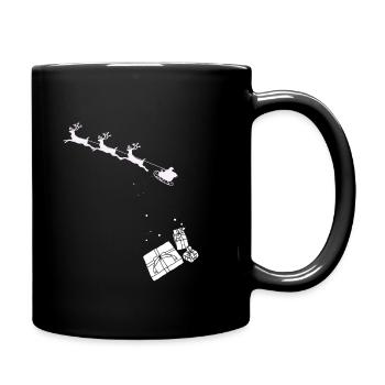 Santa Is Coming Geschenkeregen Weihnachten - Tasse einfarbig - Schwarz - Rechts