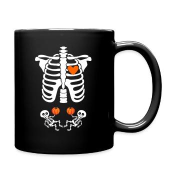 Baby Skeletons Thanksgiving Twins PregnancyGift Ha - Full Colour Mug - black - Right