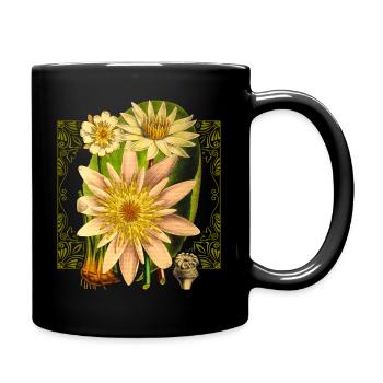 Illustration Art Nouveau Fleur de Lotus Vintage Nénuphar - Mug uni - noir - Droite