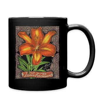 Vintage Lily, Lilium Formosanum, Flower, Antique - Full Colour Mug - black - Right