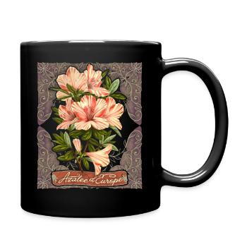Vintage Azalea, Azalee d'Europe, botanische Blumen - Tasse einfarbig - Schwarz - Rechts