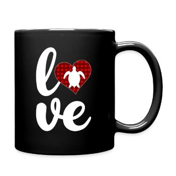 Tortue de mer amant Buffalo Plaid amour tortue - Mug uni - noir - Droite