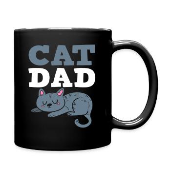 Cat Dad Katzenvater - Tasse einfarbig - Schwarz - Rechts