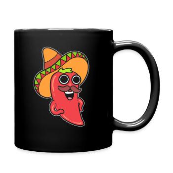 Lachender Chili -Pfeffer Komiker - Tasse einfarbig - Schwarz - Rechts