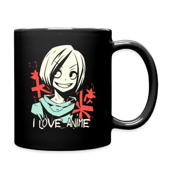 Ich liebe Anime und coole Mädchen - Tasse einfarbig - Schwarz - Rechts
