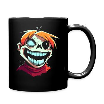 Dessin animé Style Drôle Crazy Zombie Ghoul - Mug uni - noir - Droite