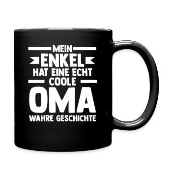Oma Großmutter Enkelkind Enkel - Tasse einfarbig - Schwarz - Rechts