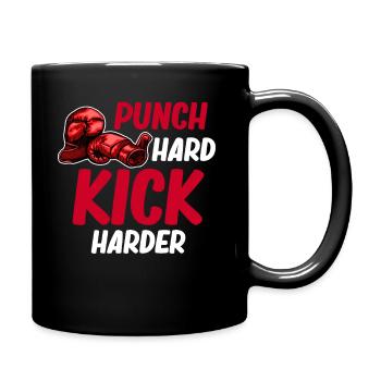 Frapper fort, mais donner des coups de pied plus fort, c’est drôle - Mug uni - noir - Droite