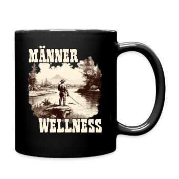 Männer Wellness Angelausflug Angler Geschenk - Tasse einfarbig - Schwarz - Rechts