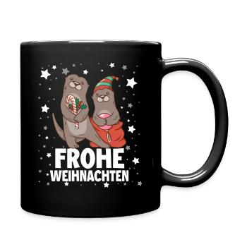 Frohe Weinachten - Tasse einfarbig - Schwarz - Rechts