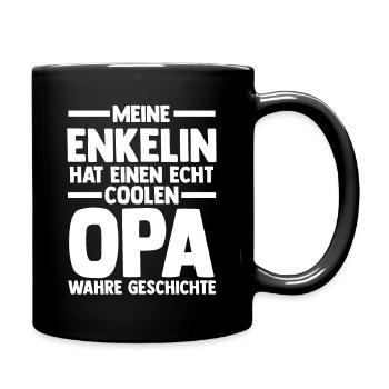Opa Großvater Enkelkind Enkelin - Tasse einfarbig - Schwarz - Rechts