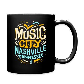 Music City Nashville Tennessee Musiker Geschenk - Tasse einfarbig - Schwarz - Rechts