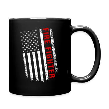 USA Wildland Firefighter American Flag - Full Colour Mug - black - Right