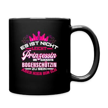 Bogenschützin Geschenk zum Bogenschießen Pfeil - Tasse einfarbig - Schwarz - Rechts