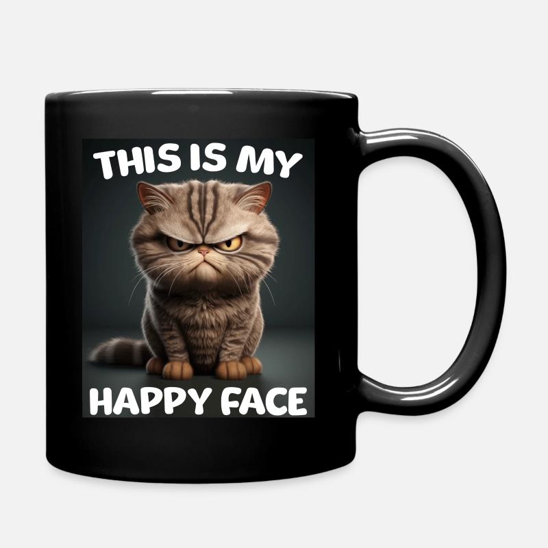 Funny Cats Shirt Grumpy - Full Colour Mug - black