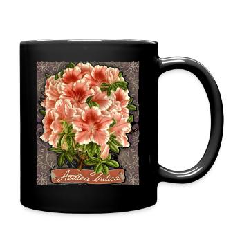 Azalée indienne, Azalée Indica rétro vintage - Mug uni - noir - Droite