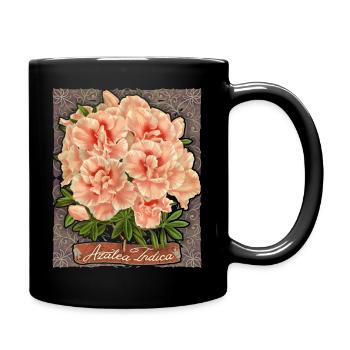 Azalée indienne rose, vintage rétro, Azalée Indica - Mug uni - noir - Droite