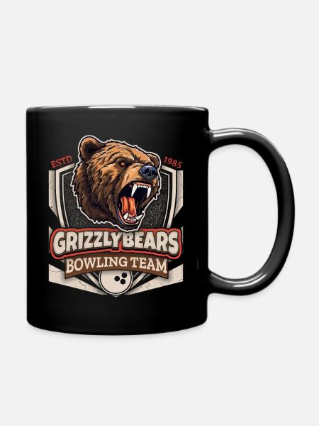 Bowling, Grizzly Bears Team, Grizzlybären Logo - Tasse einfarbig - Schwarz