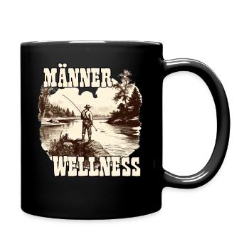 Vintage Angler Herren T-Shirt für Sportangler - Tasse einfarbig - Schwarz - Rechts