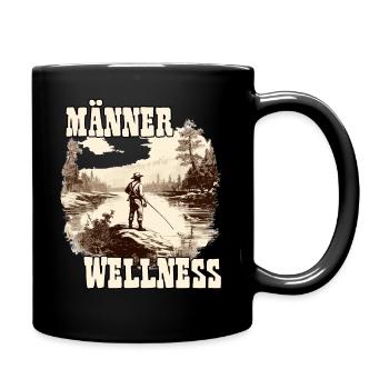 Angler Herren Shirt für Sportfischer Hobby Angler - Tasse einfarbig - Schwarz - Rechts