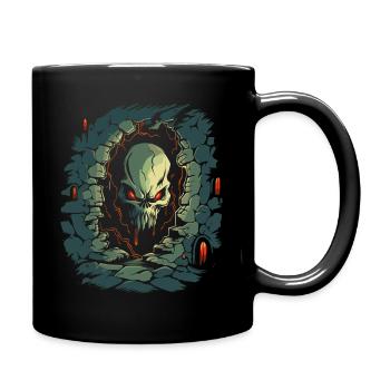Im Kerker des Schreckens ist ein Totenkopf - Tasse einfarbig - Schwarz - Rechts