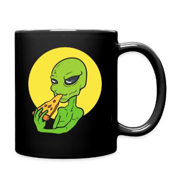 Alien Pizza Pizzabäcker - Tasse einfarbig - Schwarz - Rechts