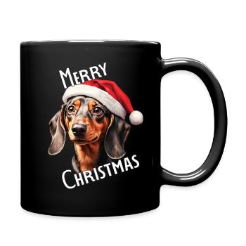 Teckel avec bonnet de Père Noël - cadeau de Noël - Mug uni - noir - Droite