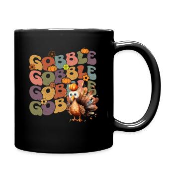 Happy Thanksgiving: Gobble Gobble Happy Turkey Day - Mug uni - noir - Droite