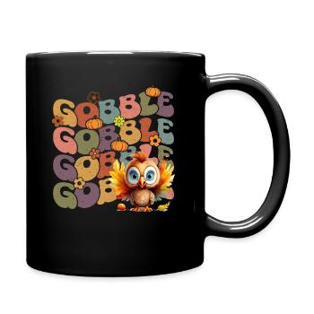 Happy Thanksgiving: Gobble Gobble Happy Turkey Day - Mug uni - noir - Droite