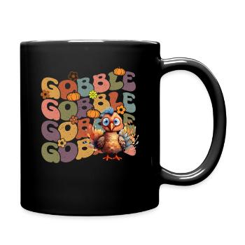 Happy Thanksgiving: Gobble Gobble Happy Turkey Day - Mug uni - noir - Droite