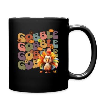 Happy Thanksgiving: Gobble Gobble Happy Turkey Day - Mug uni - noir - Droite