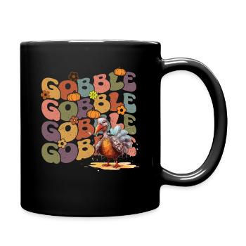 Happy Thanksgiving: Gobble Gobble Happy Turkey Day - Mug uni - noir - Droite
