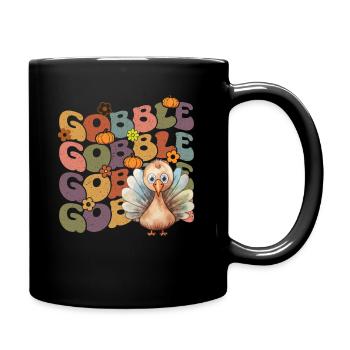 Happy Thanksgiving: Gobble Gobble Happy Turkey Day - Mug uni - noir - Droite