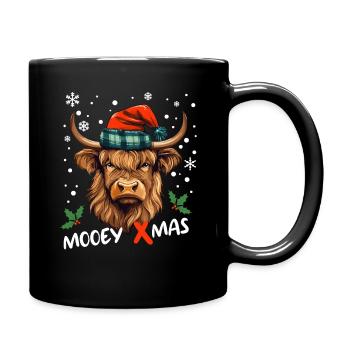 Une vache écossaise des Highlands célèbre Noël Moo - Mug uni - noir - Droite