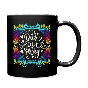 Our Love Story, en disant dans un style groovy des années 70 - Mug uni - noir - Droite