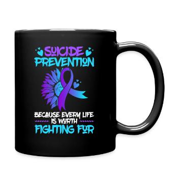 Mental Health Support Week Suicide Prevention - Full Colour Mug - black - Right
