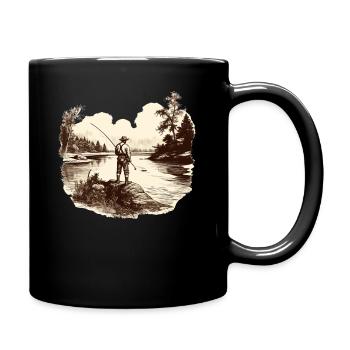 Fishing T-shirt fly fisherman sport fisherman - Full Colour Mug - black - Right