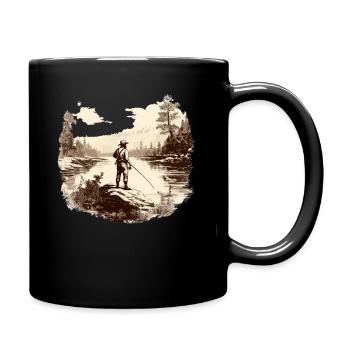 Forellenfischer Fliegenfischen Sportangler Angeln - Tasse einfarbig - Schwarz - Rechts