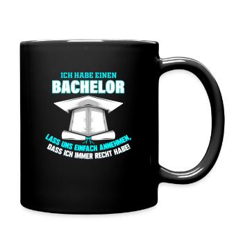 Bachelor Abschluss Geschenk Abschlussfeier - Tasse einfarbig - Schwarz - Rechts
