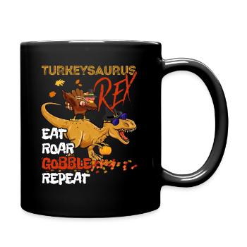 Les enfants drôle Turkeysaurus Rex Dab Dinde Dino - Mug uni - noir - Droite