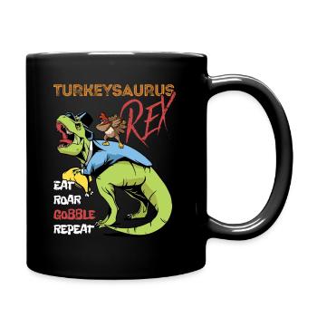 Les enfants drôle Turkeysaurus Rex Dab Dinde Dino - Mug uni - noir - Droite