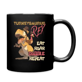 Les enfants drôle Turkeysaurus Rex Dab Dinde Dino - Mug uni - noir - Droite