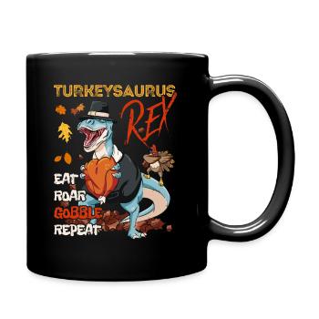 Les enfants drôle Turkeysaurus Rex Dab Dinde Dino - Mug uni - noir - Droite