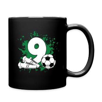 Fußballgeburtstag 9. Geburtstag - Tasse einfarbig - Schwarz - Rechts