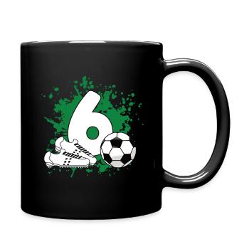 Football Birthday 6th Birthday - Full Colour Mug - black - Right