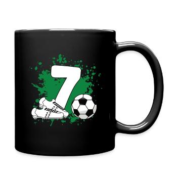 Fußballgeburtstag 7. Geburtstag - Tasse einfarbig - Schwarz - Rechts